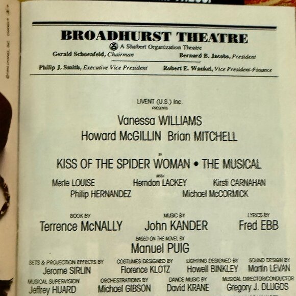 VANESSA WILLIAMS, KISS OF THE SPIDER WOMAN, FRAMED BROADWAY POSTER & PLAYBILL'94 - Picture 7 of 11